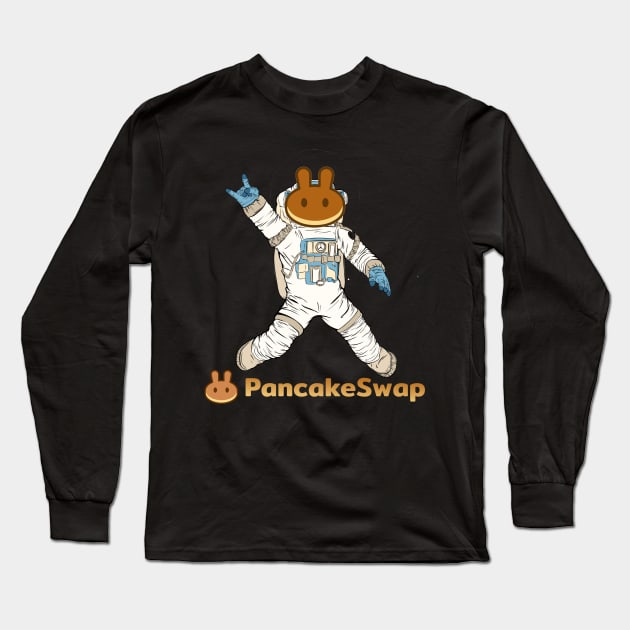 Pancakeswap Cake Crypto coin Crytopcurrency Long Sleeve T-Shirt by JayD World